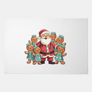 Christmas Santa Claus Gingerbread Nurses Doormat