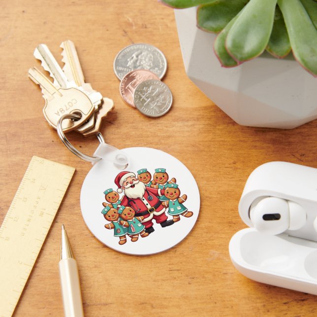 Christmas Santa Claus Gingerbread Nurses  Keychain (Desk)