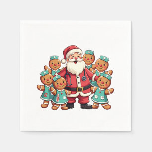 Christmas Santa Claus Gingerbread Nurses  Napkins