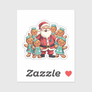 Christmas Santa Claus Gingerbread Nurses  Sticker