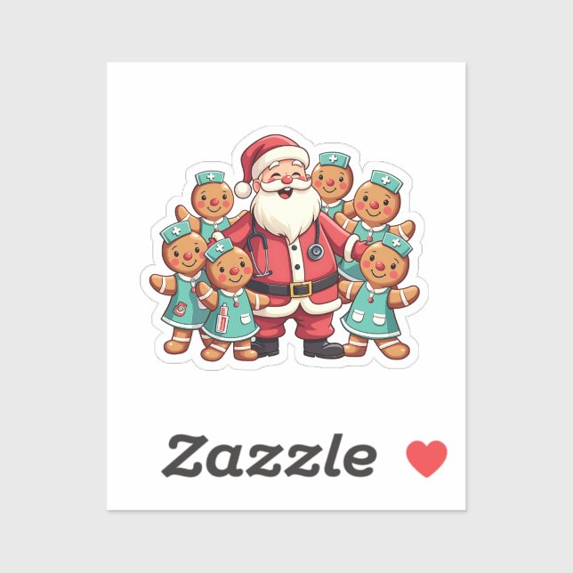 Christmas Santa Claus Gingerbread Nurses  Sticker (Sheet)