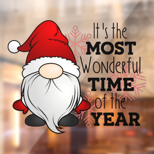 Christmas Santa Claus Gnome Most Wonderful Time Window Cling