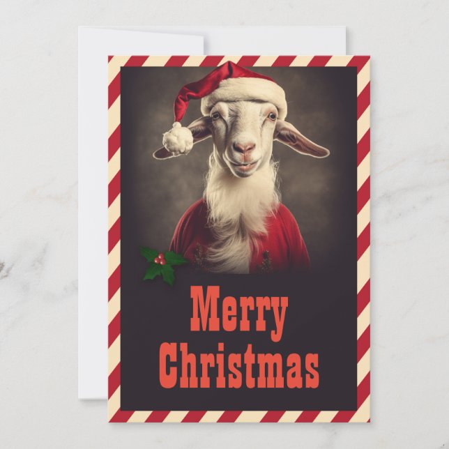 Christmas Santa claus Goat Holiday Card (Front)