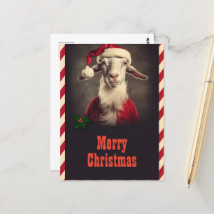 Christmas Santa claus Goat Postcard