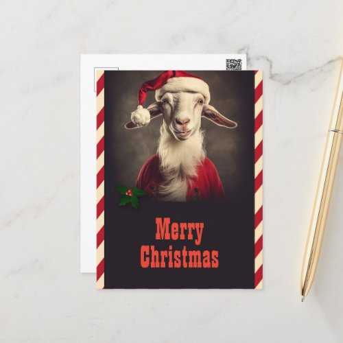 Christmas Santa claus Goat Postcard