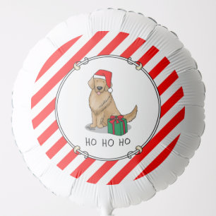 Christmas Santa Claus Golden Retriever Dog Cute Balloon