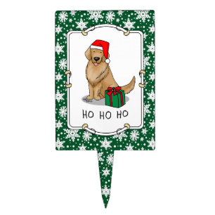 Christmas Santa Claus Golden Retriever Dog Cute Cake Topper