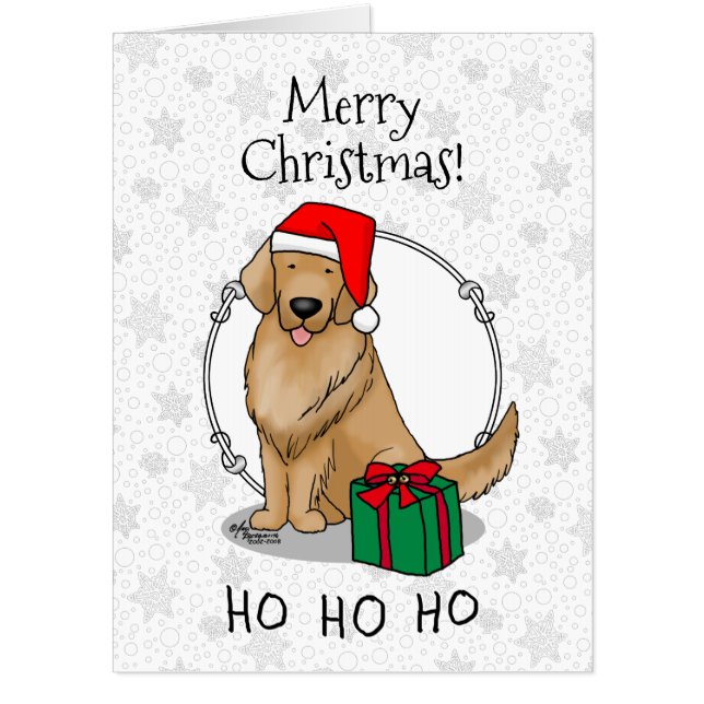 Christmas Santa Claus Golden Retriever Dog Cute Card (Front)