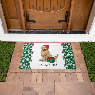 Christmas Santa Claus Golden Retriever Dog Cute Doormat