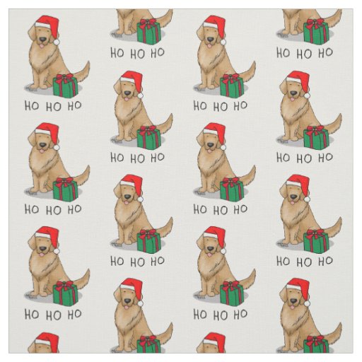 Christmas Santa Claus Golden Retriever Dog Cute Fabric