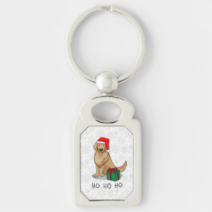 Christmas Santa Claus Golden Retriever Dog Cute Keychain