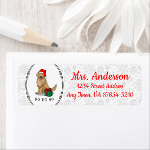 Christmas Santa Claus Golden Retriever Dog Cute Label