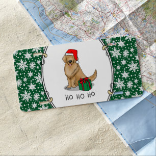 Christmas Santa Claus Golden Retriever Dog Cute License Plate