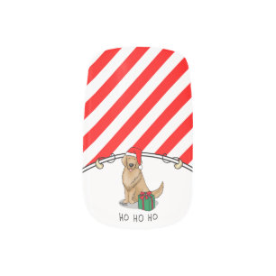 Christmas Santa Claus Golden Retriever Dog Cute Minx Nail Art
