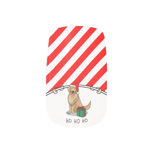 Christmas Santa Claus Golden Retriever Dog Cute Minx Nail Art (Left Thumb)