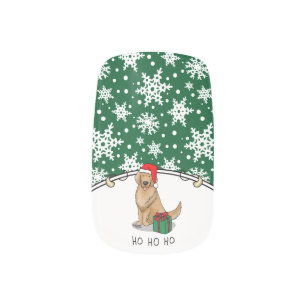 Christmas Santa Claus Golden Retriever Dog Cute Minx Nail Art