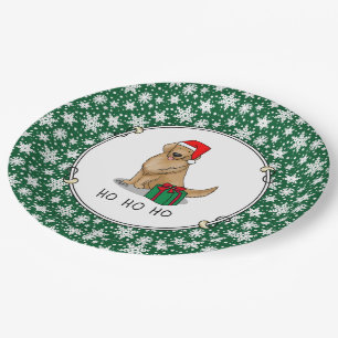 Christmas Santa Claus Golden Retriever Dog Cute Paper Plates