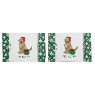 Christmas Santa Claus Golden Retriever Dog Cute Pillow Case