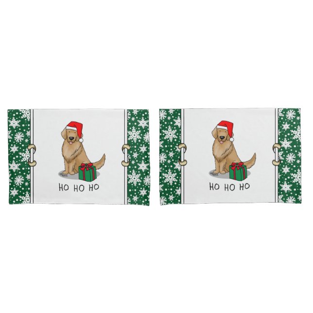 Christmas Santa Claus Golden Retriever Dog Cute Pillow Case (Front-Set)