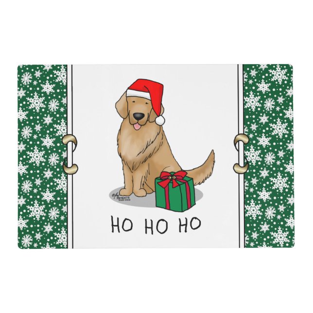 Christmas Santa Claus Golden Retriever Dog Cute Placemat (Front)
