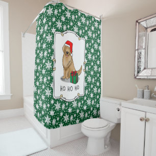 Christmas Santa Claus Golden Retriever Dog Cute Shower Curtain