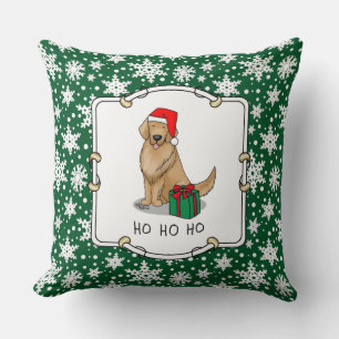 Christmas Santa Claus Golden Retriever Dog Cute Throw Pillow