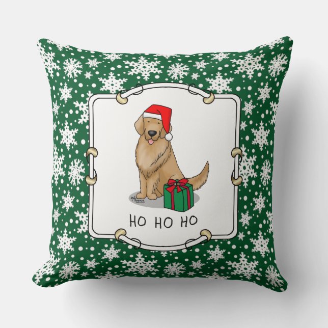 Christmas Santa Claus Golden Retriever Dog Cute Throw Pillow (Front)