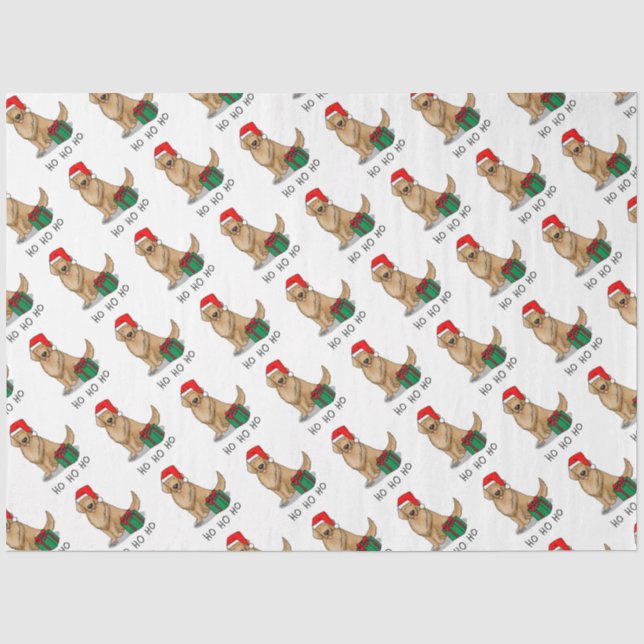 Christmas Santa Claus Golden Retriever Dog Cute Tissue Paper (Front)