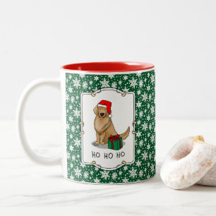 Christmas Santa Claus Golden Retriever Dog Cute Two-Tone Coffee Mug