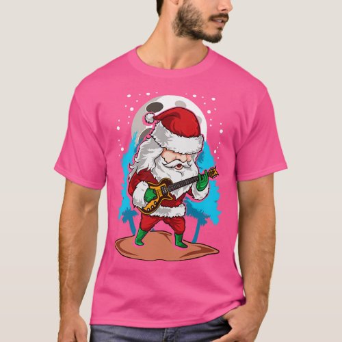 Christmas Santa Claus Guitar Player Guitarist Musi T_Shirt