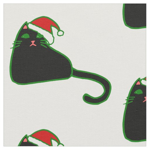 christmas santa claus hat black cat fabric