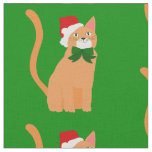 christmas santa claus hat orange cat fabric