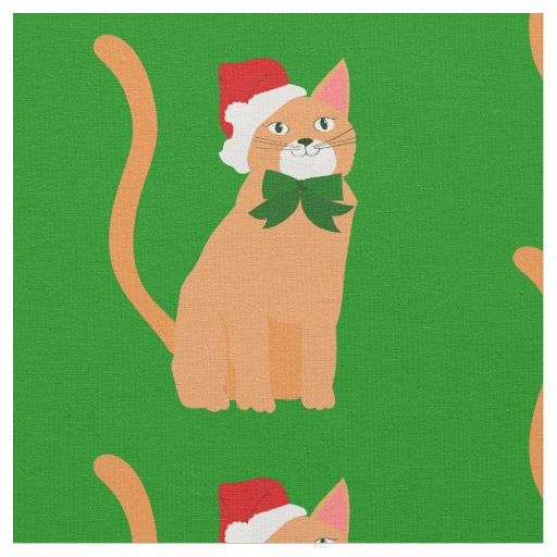christmas santa claus hat orange cat fabric