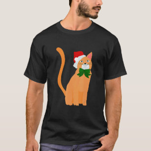 christmas santa claus hat orange cat T-Shirt