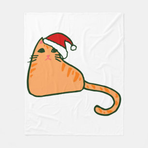 christmas santa claus hat orange tabby cat fleece blanket