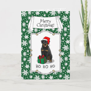 Christmas Santa Claus Hat Rottweiler Dog Funny Card