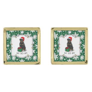 Christmas Santa Claus Hat Rottweiler Dog Funny Cufflinks