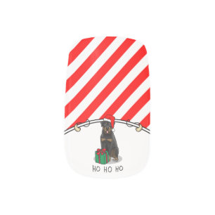 Christmas Santa Claus Hat Rottweiler Dog Funny Minx Nail Art