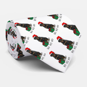 Christmas Santa Claus Hat Rottweiler Dog Funny Neck Tie