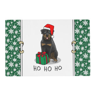 Christmas Santa Claus Hat Rottweiler Dog Funny Placemat