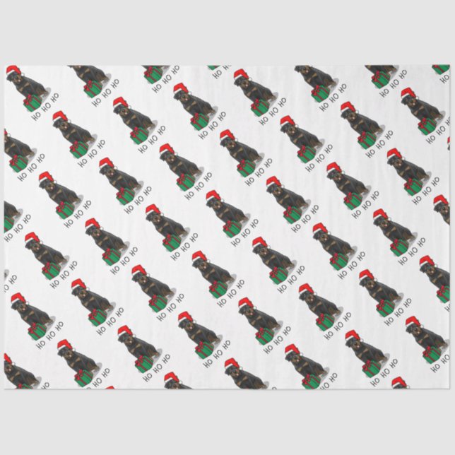Christmas Santa Claus Hat Rottweiler Dog Funny Tissue Paper (Front)