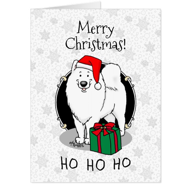 Christmas Santa Claus Hat Samoyed Dog Cute Card (Front)
