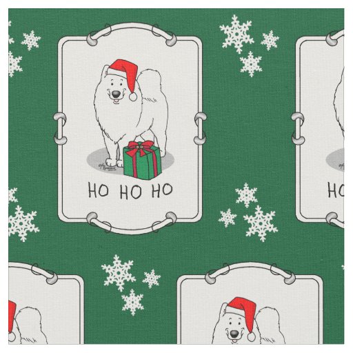 Christmas Santa Claus Hat Samoyed Dog Cute Fabric