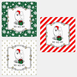 Christmas Santa Claus Hat Samoyed Dog Cute Labels