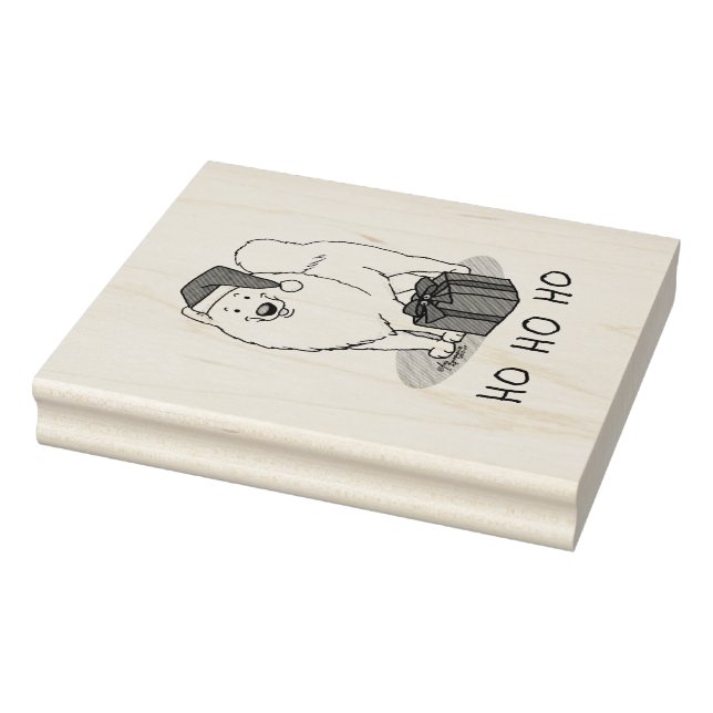 Christmas Santa Claus Hat Samoyed Dog Cute Rubber Stamp (Stamp)