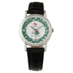 Christmas Santa Claus Hat Samoyed Dog Cute Watch