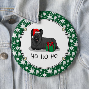Christmas Santa Claus Hat Skye Terrier (black) Button
