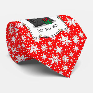 Christmas Santa Claus Hat Skye Terrier (black) Neck Tie