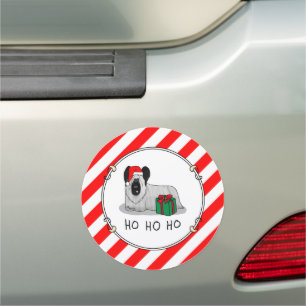 Christmas Santa Claus Hat Skye Terrier (silver) Car Magnet