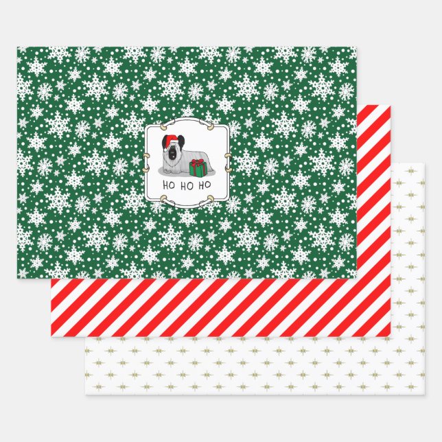 Christmas Santa Claus Hat Skye Terrier (silver) Wrapping Paper Sheets (Set)